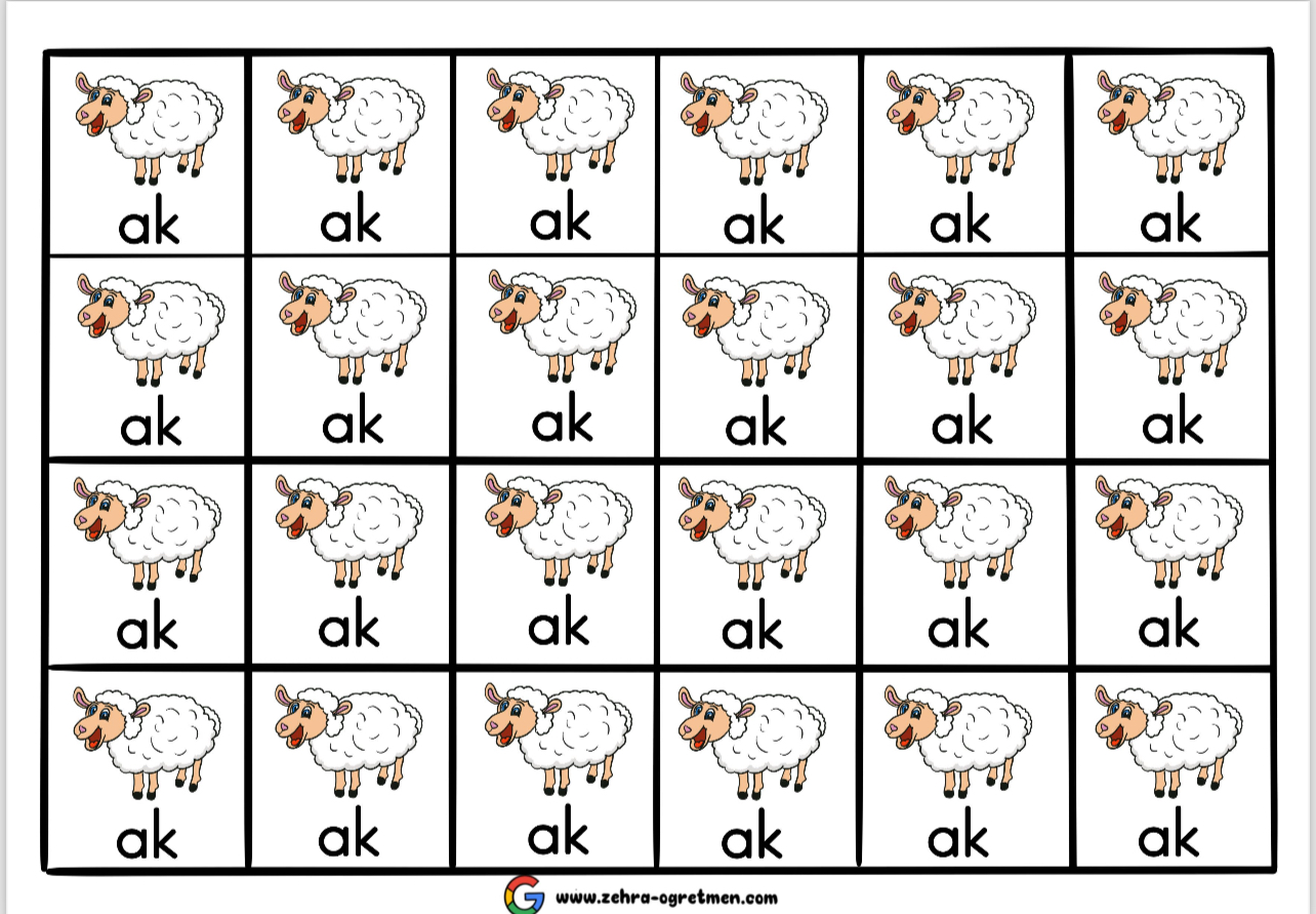 K SESİ DEFTER DİKTE GÖRSELLERİ 24 Öğrenci İçin ( RENKLİ)
