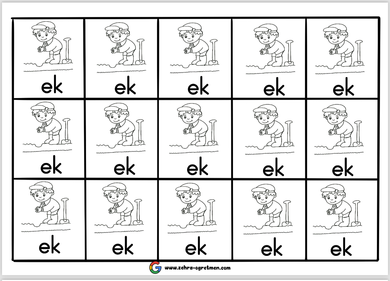 K SESİ DEFTER DİKTE GÖRSELLERİ 15 Öğrenci İçin ( RENKSİZ)
