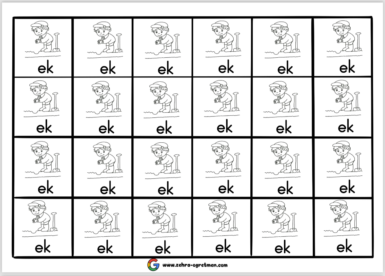 K SESİ DEFTER DİKTE GÖRSELLERİ 24 Öğrenci İçin ( RENKSİZ)