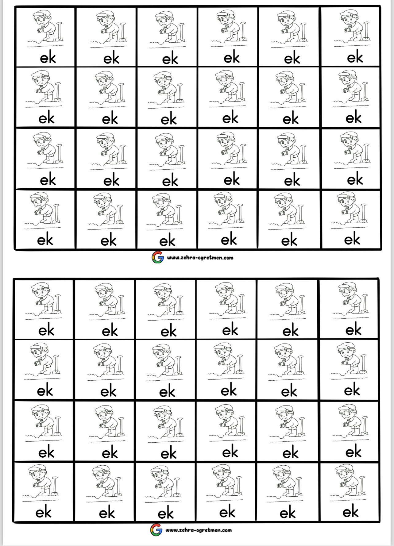 K SESİ DEFTER DİKTE GÖRSELLERİ 48 Öğrenci İçin ( RENKSİZ)