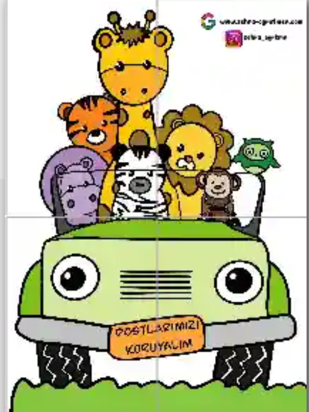 4 Ekim Arabada Hayvanlar Görseli ( 4 A4 RENKLİ)