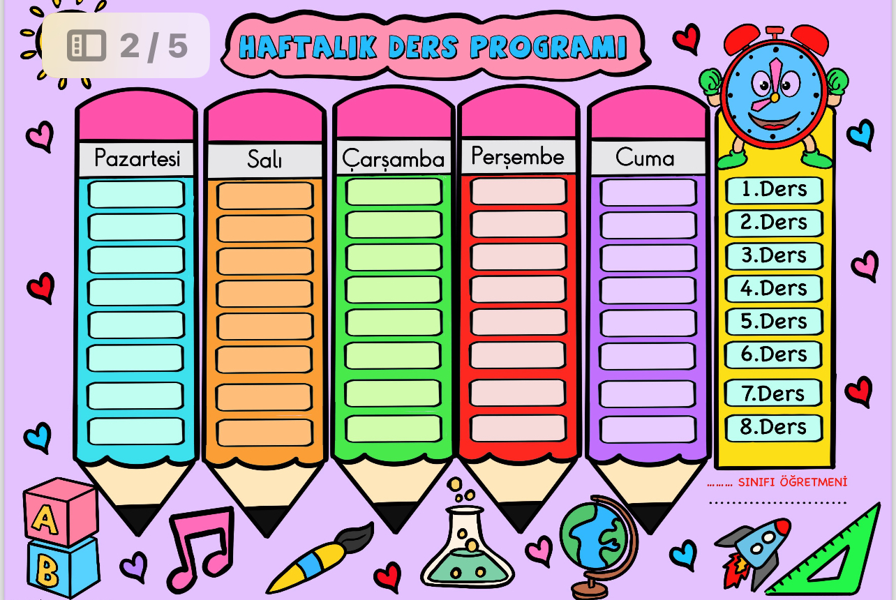 8 Derslik Haftalık Ders Programı
