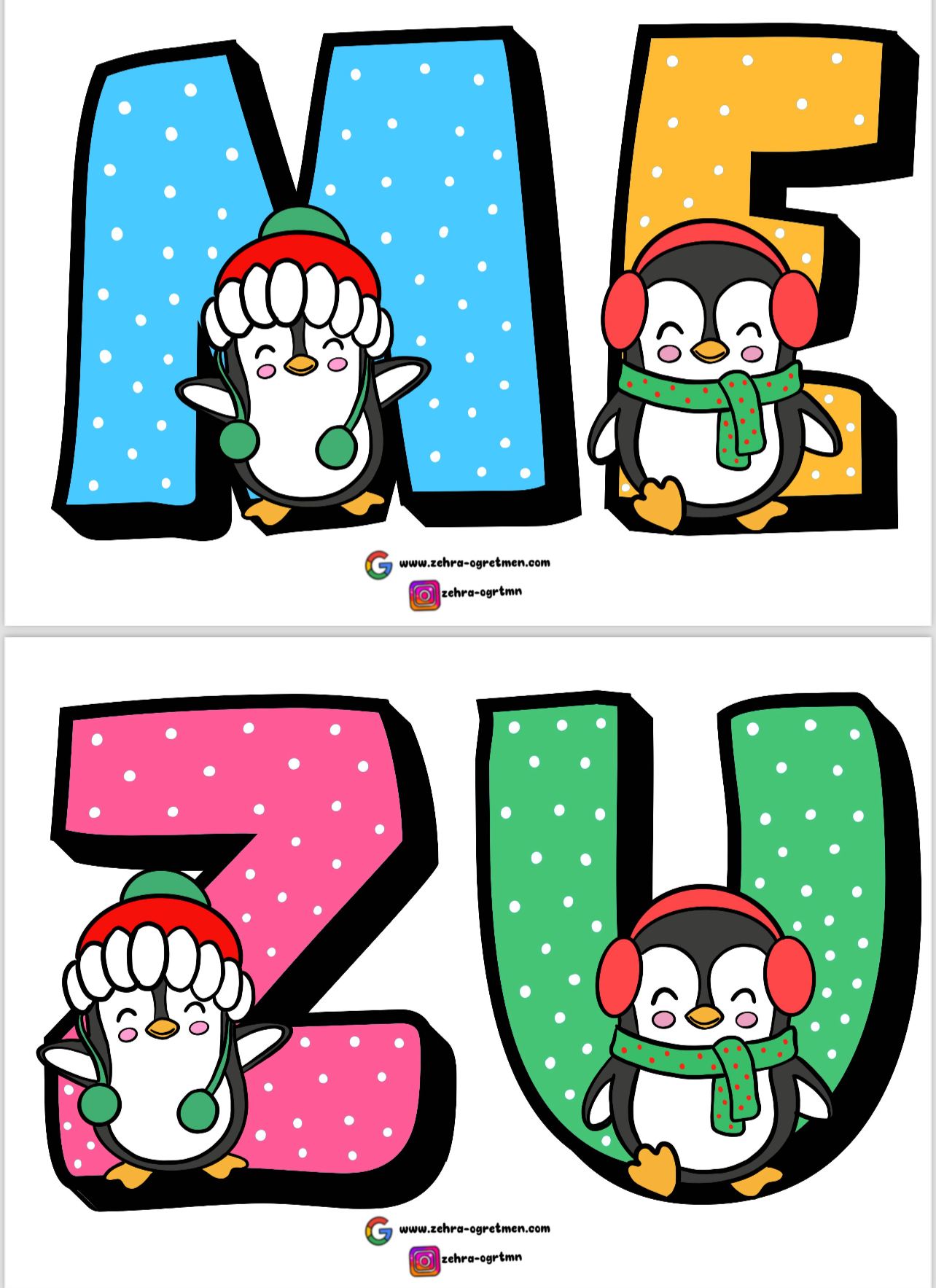 PENGUENLİ Mezuniyete Bir Kala Yazı Şablonu Rengarenk