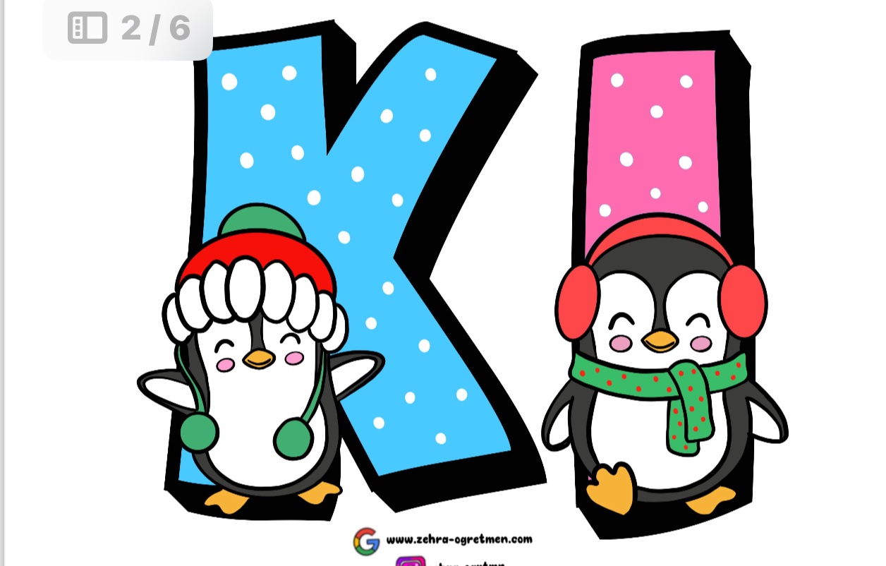 PENGUENLİ Kısa Bir Mola Yazı Şablonu RENGARENK