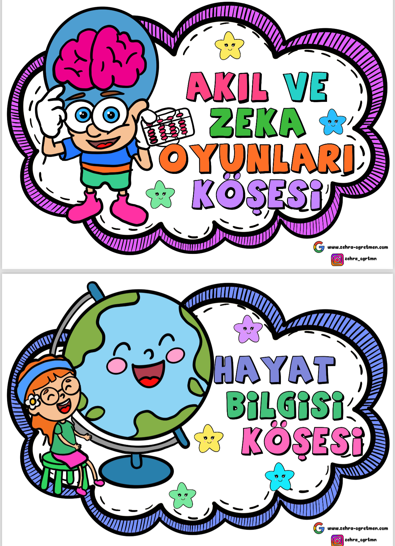 Köşe Başlıkları 1 (Rengarenk Yazı Stili Beyaz Arka Planlı )