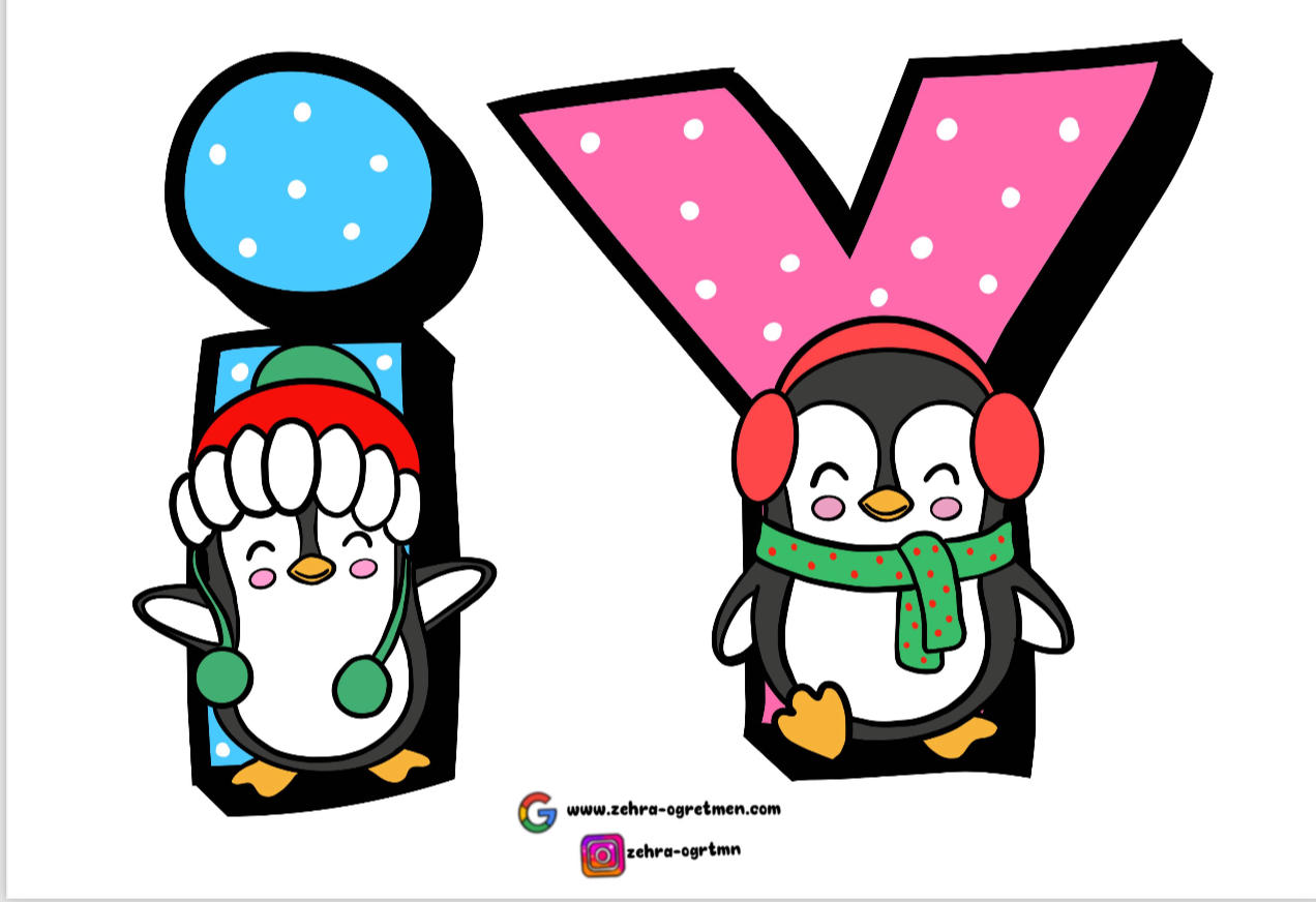 PENGUENLİ İyi Tatiller Yazı Şablonu RENGARENK