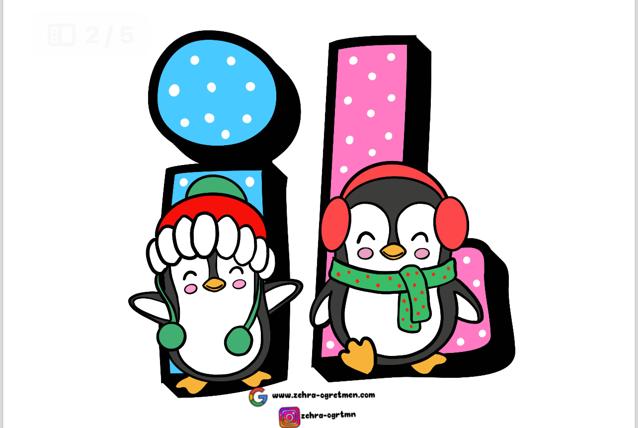 PENGUENLİ İlk Karnem Yazı Şablonu RENGARENK