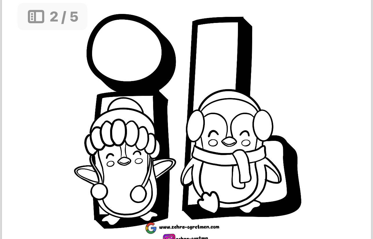 PENGUENLİ İlk Karnem Yazı Şablonu RENKSİZ