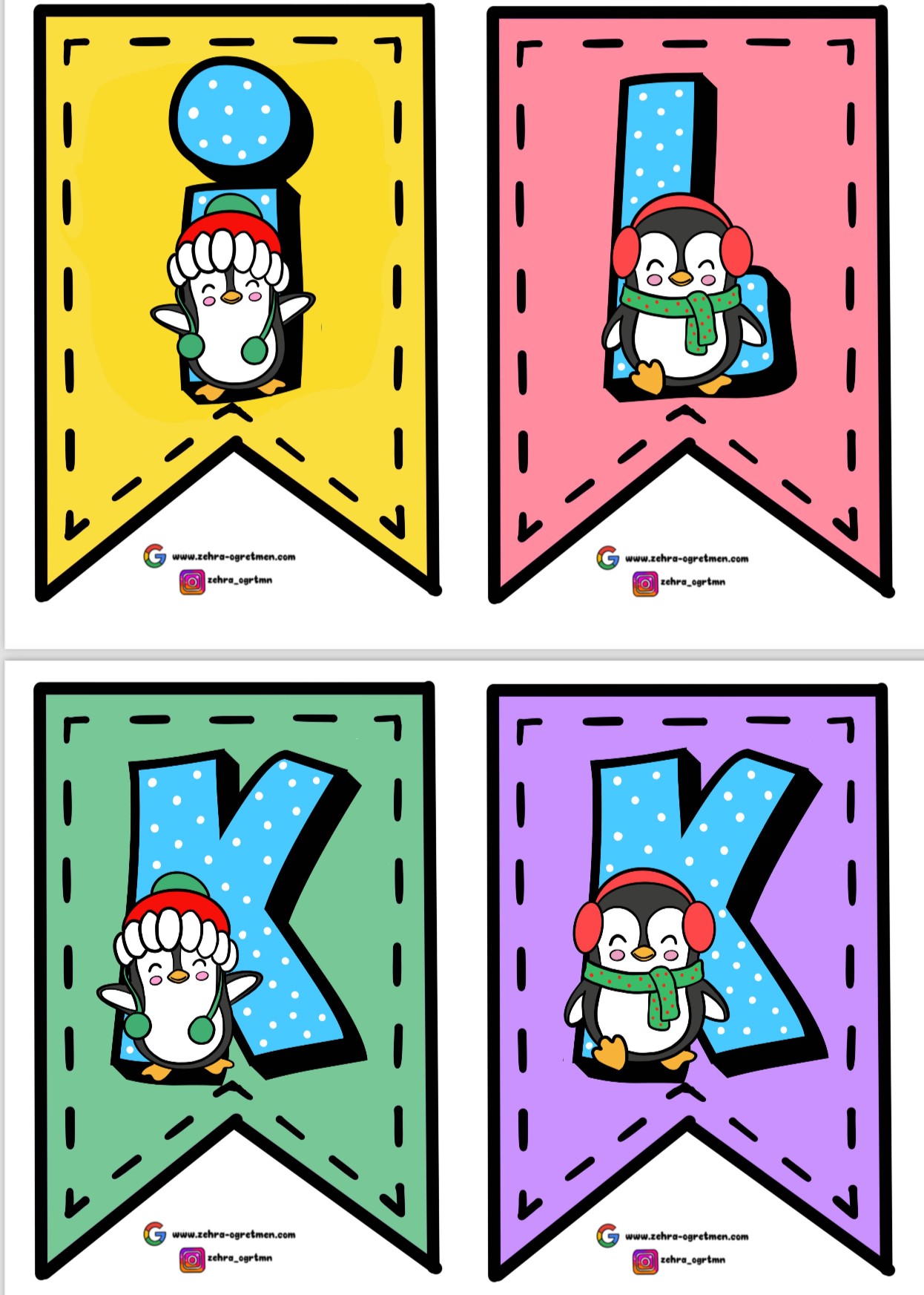 İlk Karnem Penguenli Flama RENKLİ RENKSİZ