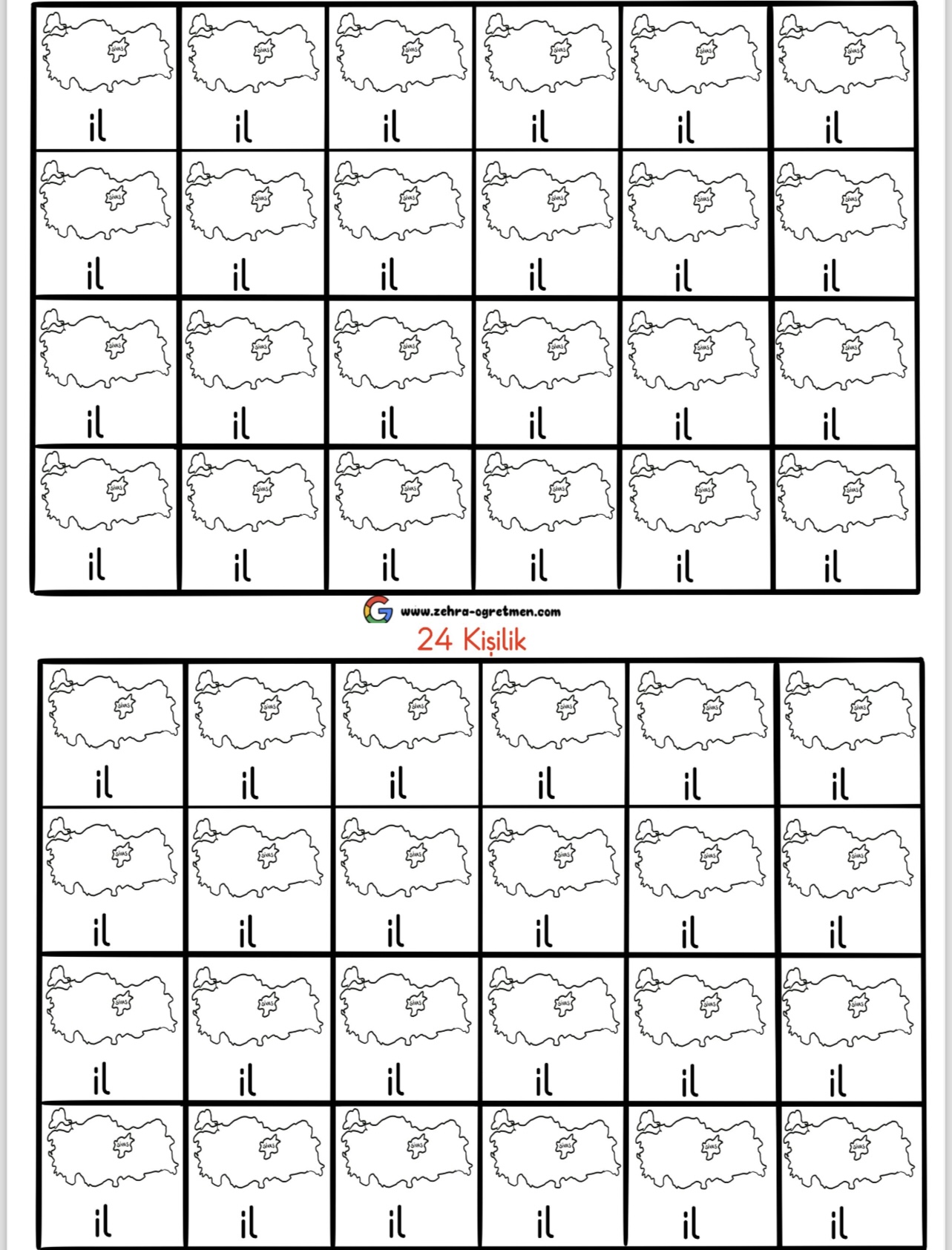 İ SESİ DEFTER DİKTE GÖRSELLERİ ( 48 Öğrenci İçin RENKSİZ)