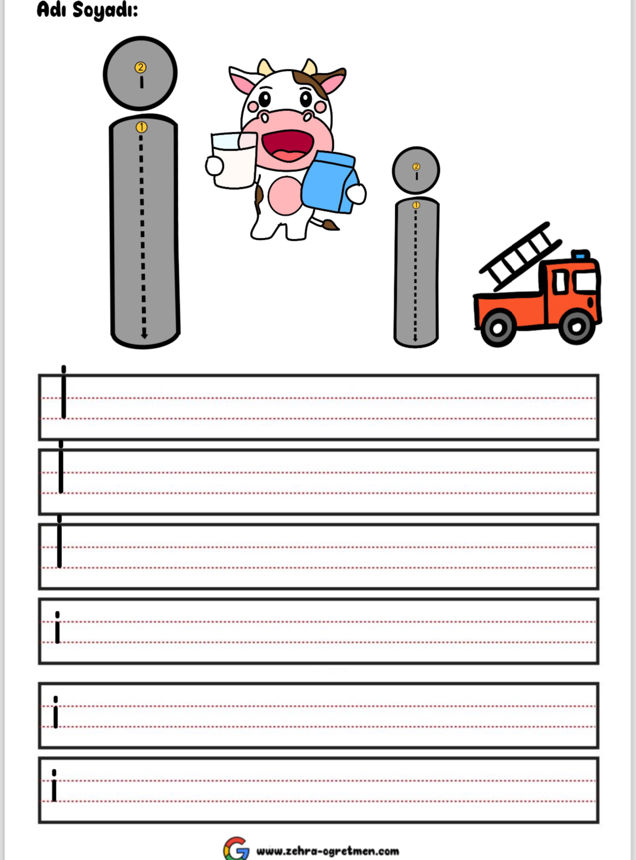 İ Sesi Kes Boya Yapıştır ve İ Sesi Yazma Etkinliği