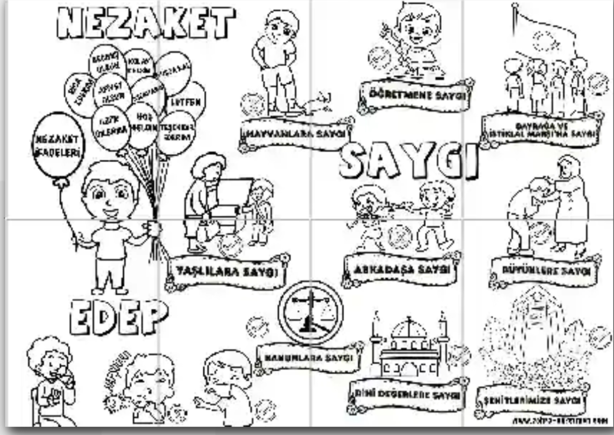 Değerler Eğitimi Grup Boyama Çalışması ( 8 A4)