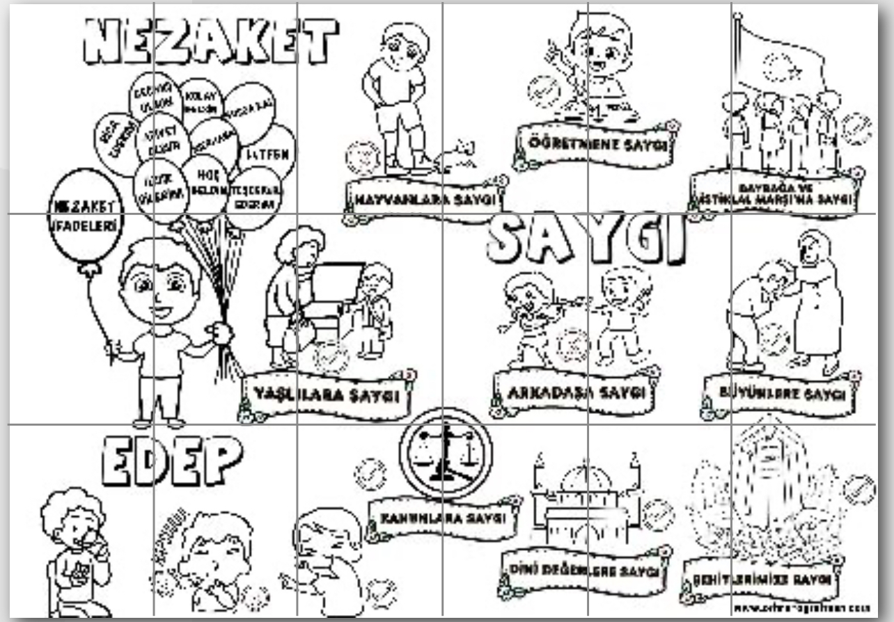 Değerler Eğitimi Grup Boyama Çalışması ( 18 A4)