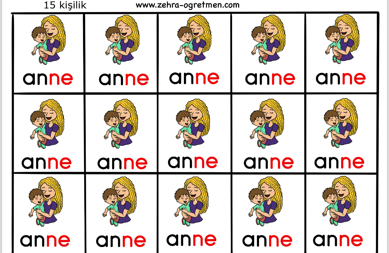 N SESİ DEFTER DİKTE GÖRSELLERİ ( 15 Öğrenci İçin RENKLİ )