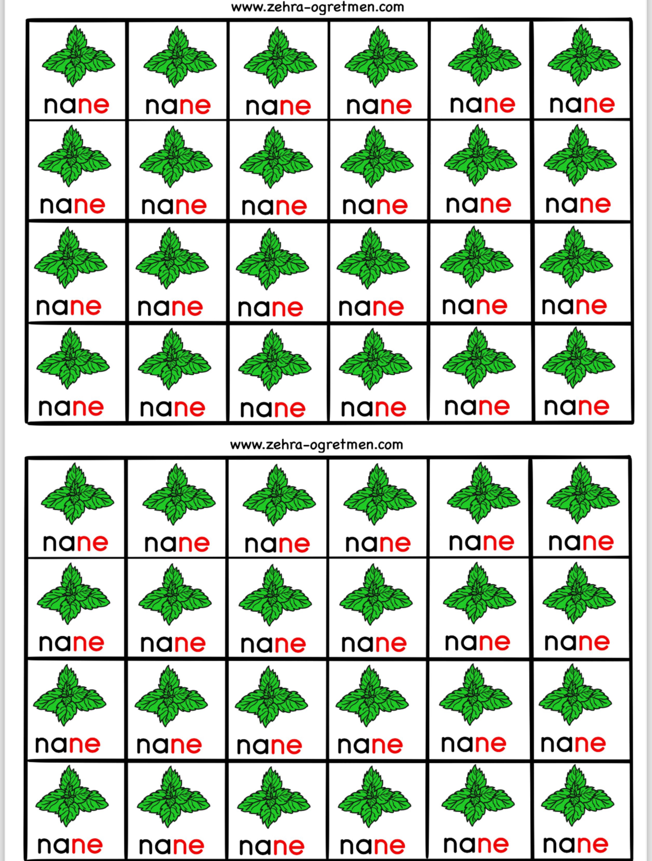 N SESİ DEFTER DİKTE GÖRSELLERİ ( 48 Öğrenci için RENKLİ)