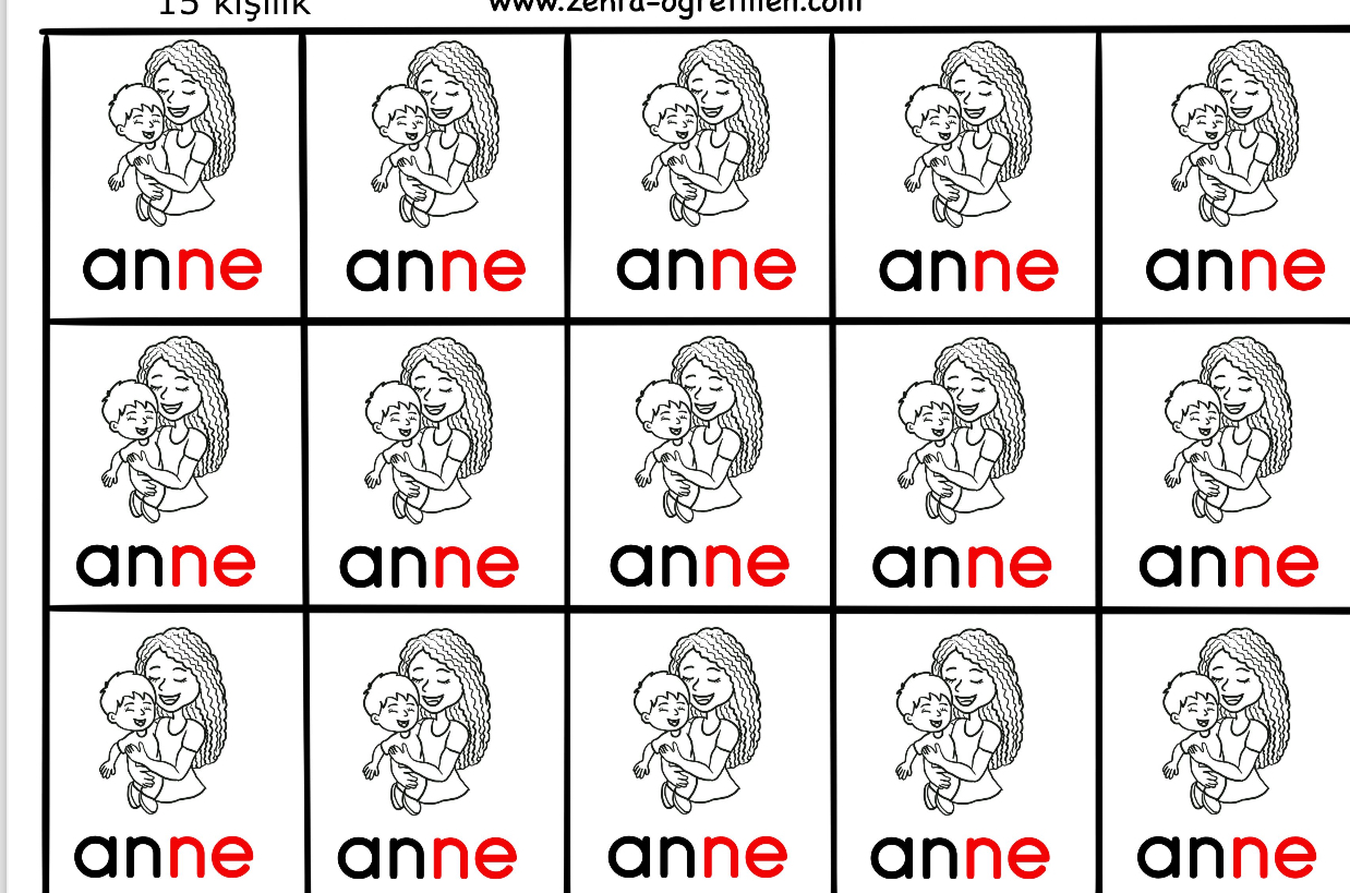 N SESİ DEFTER DİKTE GÖRSELLERİ (15 Öğrenci İçin RENKSİZ)