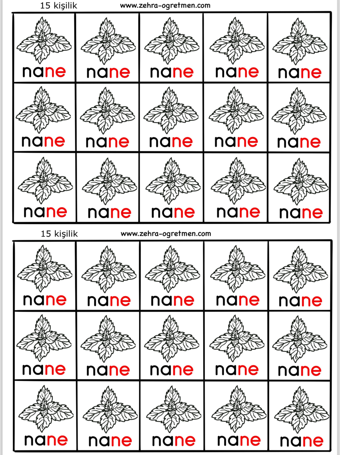 N SESİ DEFTER DİKTE GÖRSELLERİ (30 Öğrenci İçin RENKSİZ)
