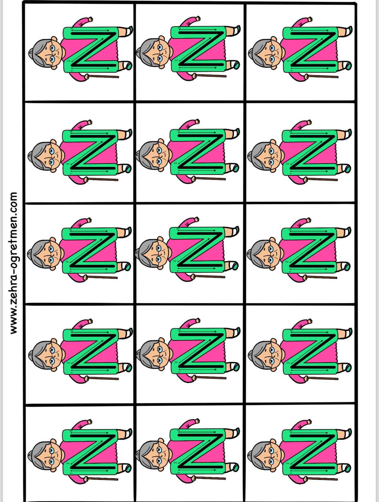 N SESİ 15 24 30 48 Öğrenci İçin Deftere Yapıştırmalık Görseller RENKLİ