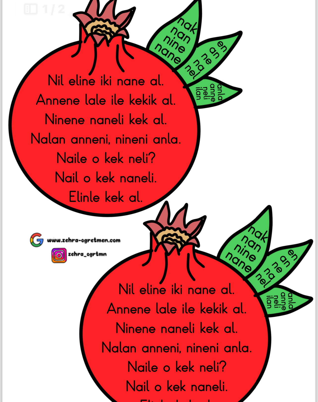 N Sesi Nar Okuma Kartları RENKLİ RENKSİZ