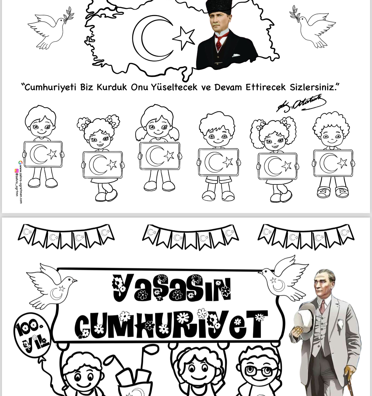 A4 Boyama Sayfaları 29 Ekim 100.Yıl  ( A4)