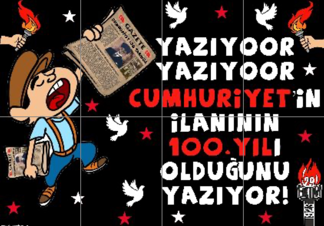 Yazıyor Yazıyor Cumhuriyetin İlanın 100. Yılı Olduğunu Yazıyor ( 8 A4)