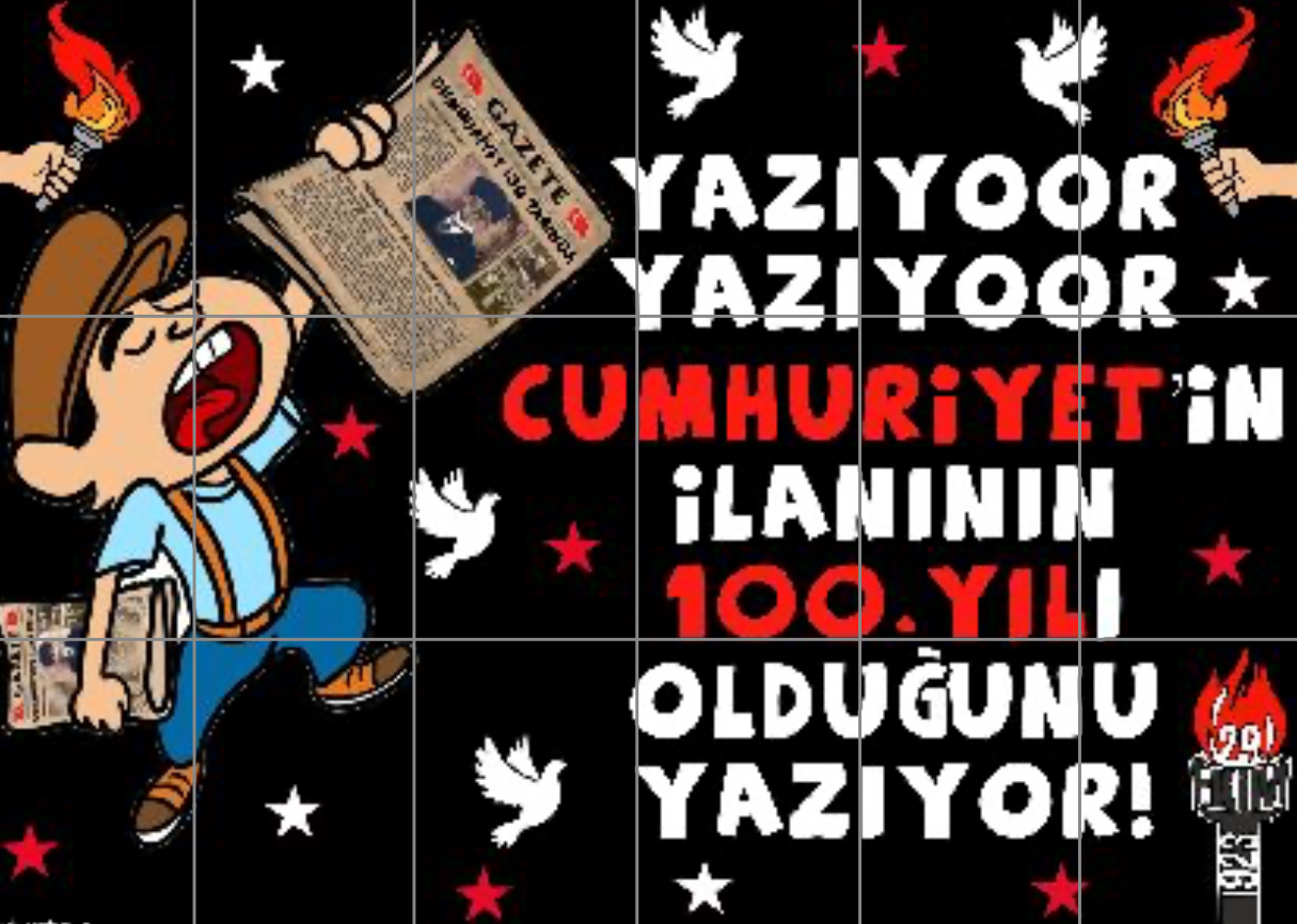 Yazıyor Yazıyor Cumhuriyetin İlanının 100.Yılı Olduğunu Yazıyor ( 18 A4 )