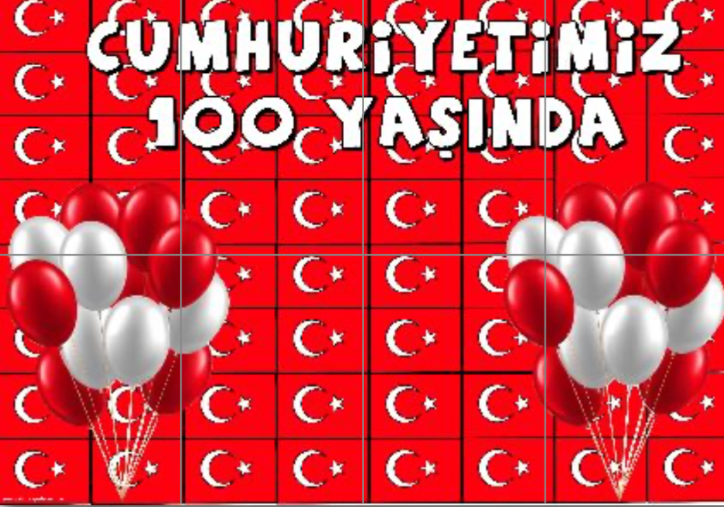 8 A4 Cumhuriyetimiz 100 Yaşında Panosu Bayraklı