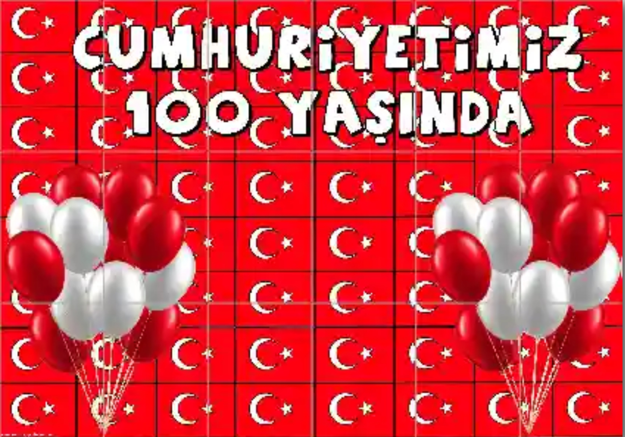 18 A4 Cumhuriyetimiz 100 Yaşında Panosu Bayraklı